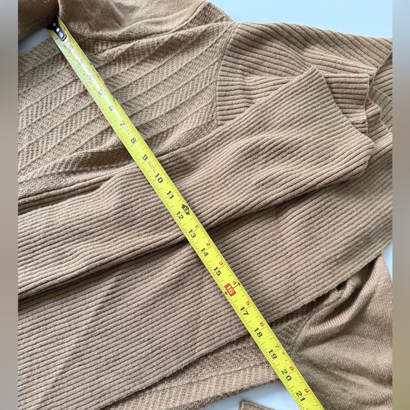 Woolrich Camel Draped Cardigan Wool Blend Open Front Sz S Cottage Granola Core - Picture 14 of 16